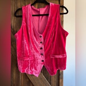 Velvet Button-Down Pink Vest